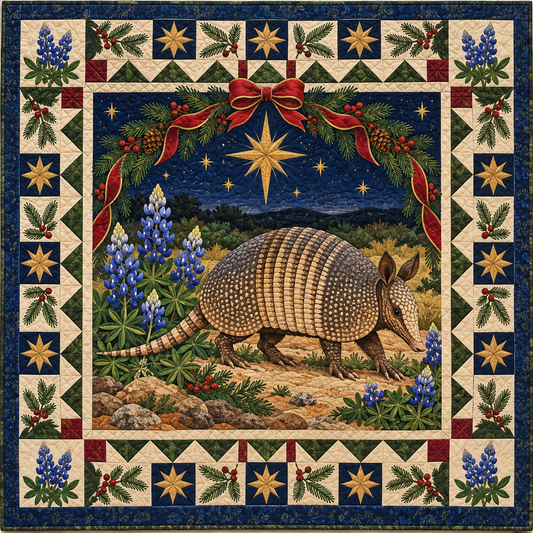 Armadillo Bluebonnet Evening Christmas Star TD271026213 Quilt Blanket — original design