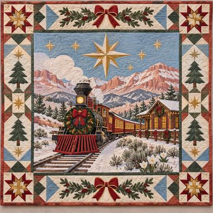 Golden Spike Junction Christmas Homecoming TD271026219 Quilt Blanket — original design