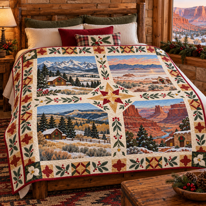 Utah Christmas Windows TD271026220 Quilt Blanket — bed mockup