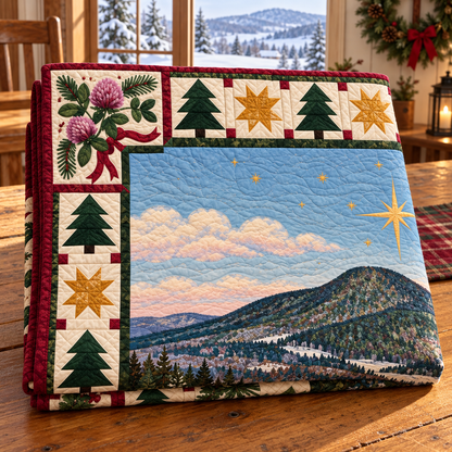 Clover Woodland Hearth Christmas Eve TD271026221 Quilt Blanket — folded mockup