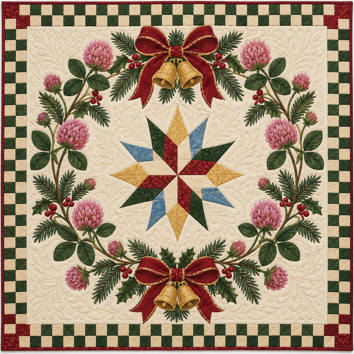 Red clover Christmas Wreath TD271026222 Quilt Blanket — original design