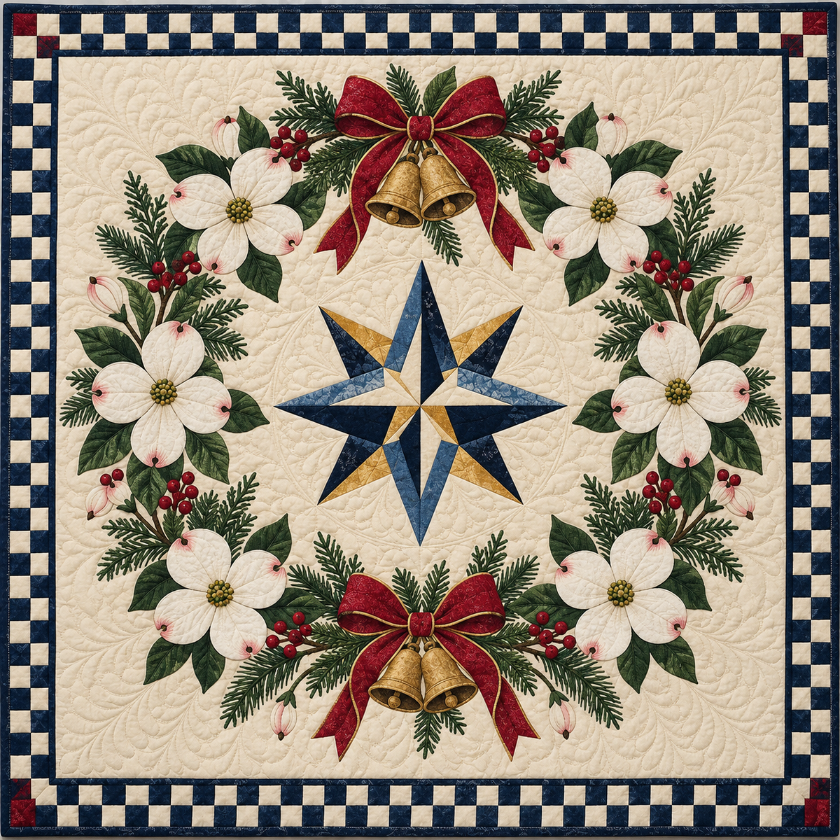Flowering dogwood Christmas Wreath TD271026227 Quilt Blanket — original design