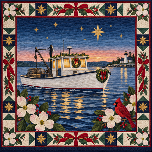 Tidewater Workboat Christmas Homecoming TD271026229 Quilt Blanket — original design