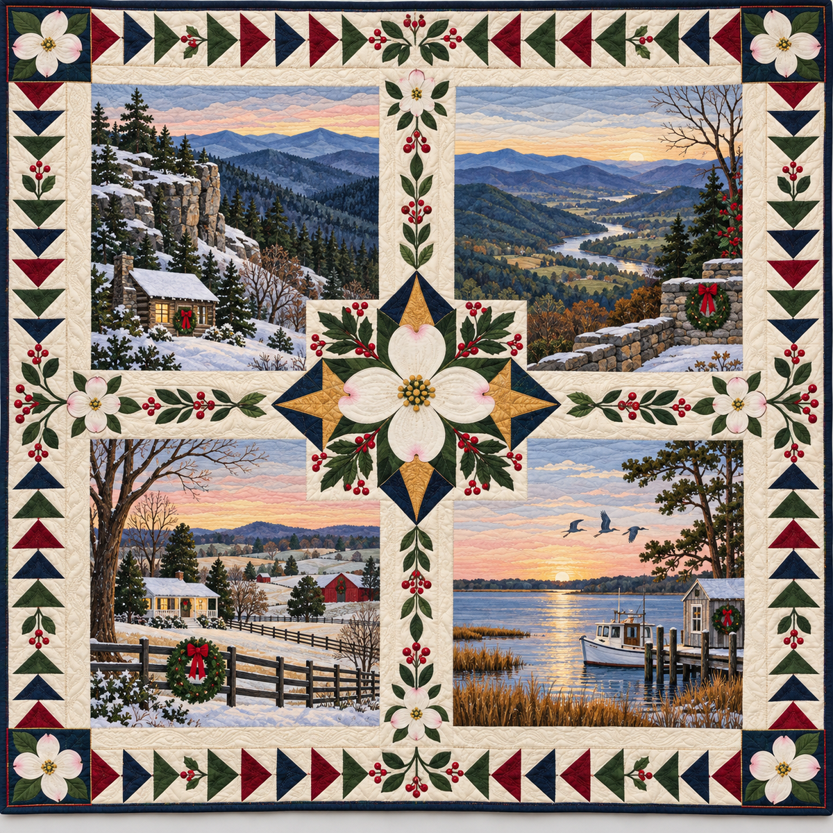Virginia Christmas Windows TD271026230 Quilt Blanket — original design
