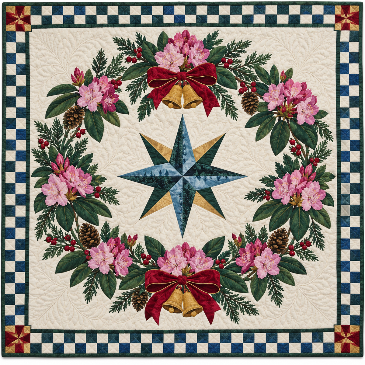 Coast rhododendron Christmas Wreath TD271026232 Quilt Blanket — original design