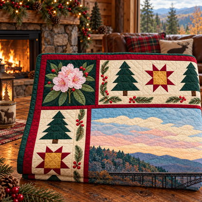 Rhododendron River Gorge Christmas Eve TD271026236 Quilt Blanket — folded mockup
