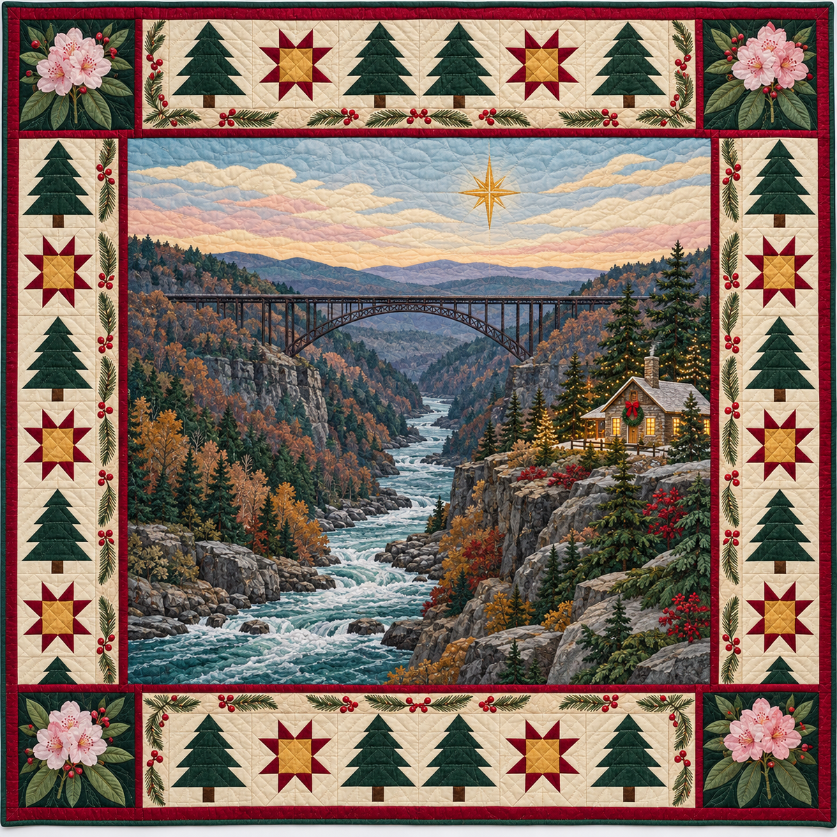 Rhododendron River Gorge Christmas Eve TD271026236 Quilt Blanket — original design
