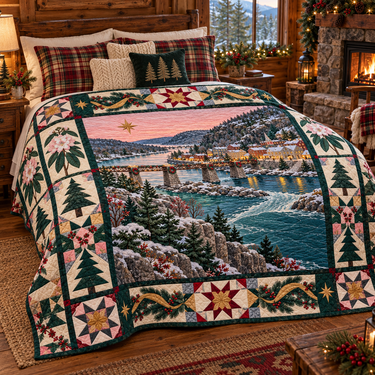 Confluence Hearth Christmas Homecoming TD271026239 Quilt Blanket — bed mockup