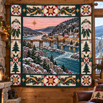 Confluence Hearth Christmas Homecoming TD271026239 Quilt Blanket — hanging mockup