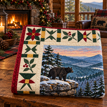 West Virginia Christmas Windows TD271026240 Quilt Blanket — folded mockup