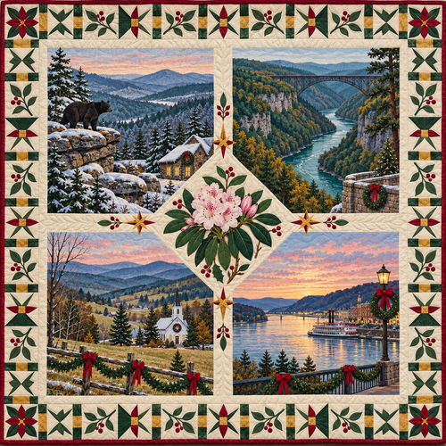 West Virginia Christmas Windows TD271026240 Quilt Blanket — original design