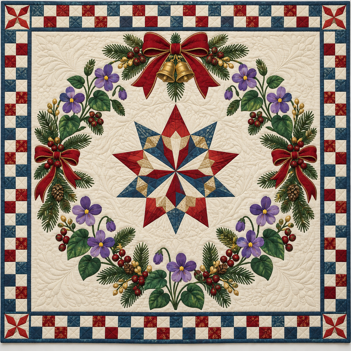 Violet Christmas Wreath TD271026242 Quilt Blanket — original design