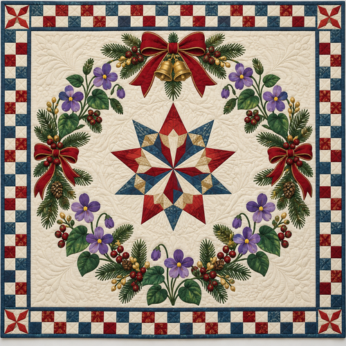 Violet Christmas Wreath TD271026242 Quilt Blanket — original design
