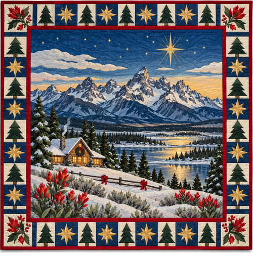 Paintbrush Teton Light Christmas Eve TD271026246 Quilt Blanket — original design