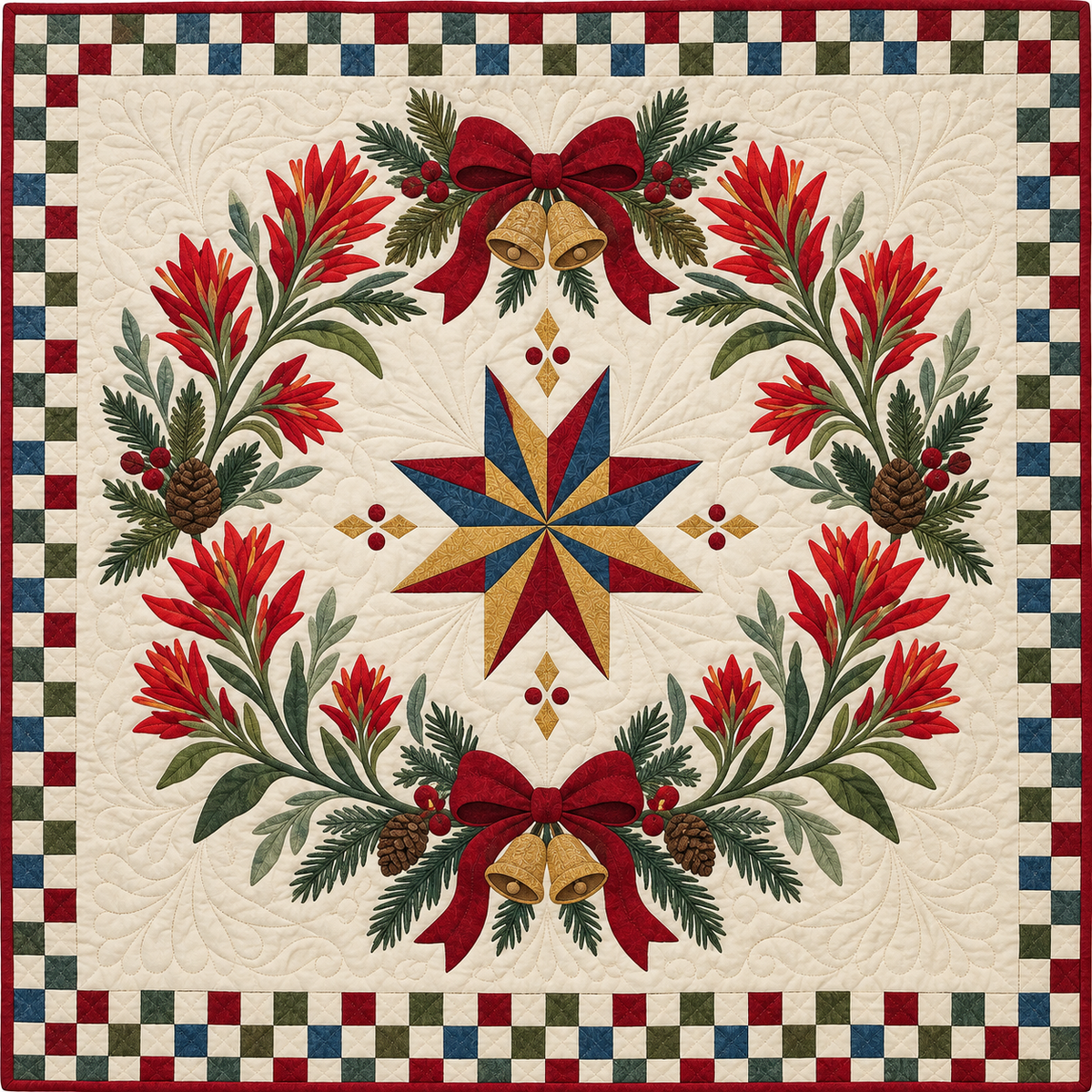 Indian paintbrush Christmas Wreath TD271026247 Quilt Blanket — original design