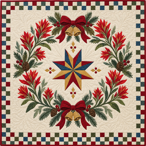 Indian paintbrush Christmas Wreath TD271026247 Quilt Blanket — original design