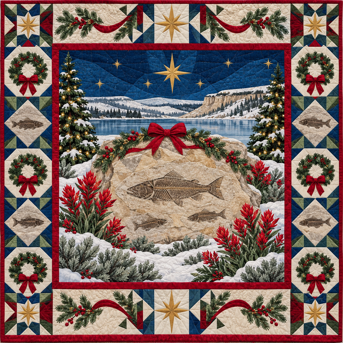 Ancient Lake Ledger Christmas Homecoming TD271026249 Quilt Blanket — original design