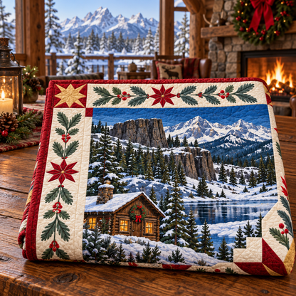 Wyoming Christmas Windows TD271026250 Quilt Blanket — folded mockup