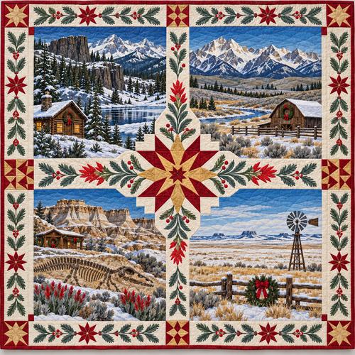 Wyoming Christmas Windows TD271026250 Quilt Blanket — original design