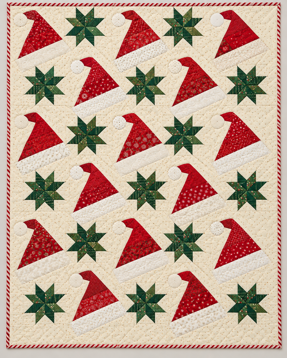 Santa Hat Parade Quilt Blanket