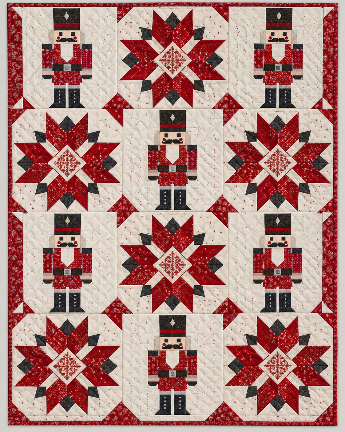 Nordic Nutcracker Stars Quilt Blanket