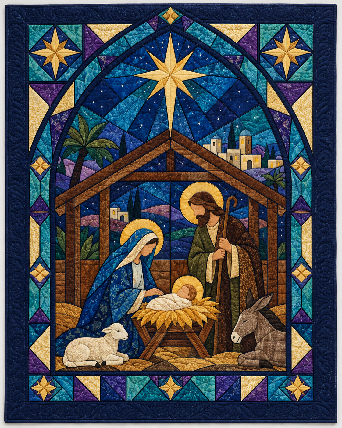 Bethlehem Stained Glass Quilt Blanket