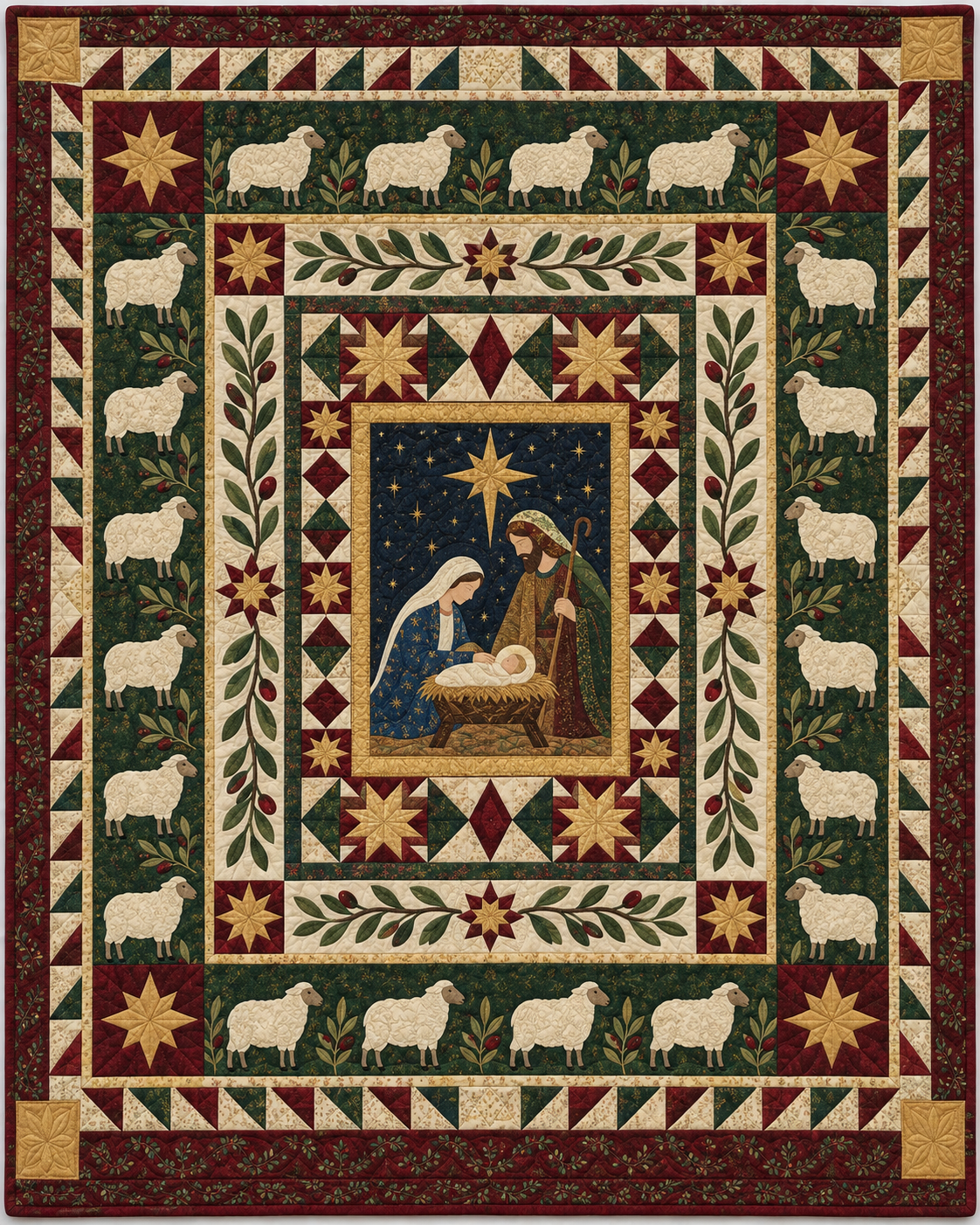 Nativity Heirloom Medallion Quilt Blanket