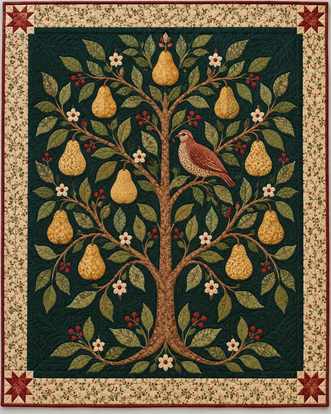 Partridge in a Pear Tree Quilt Blanket