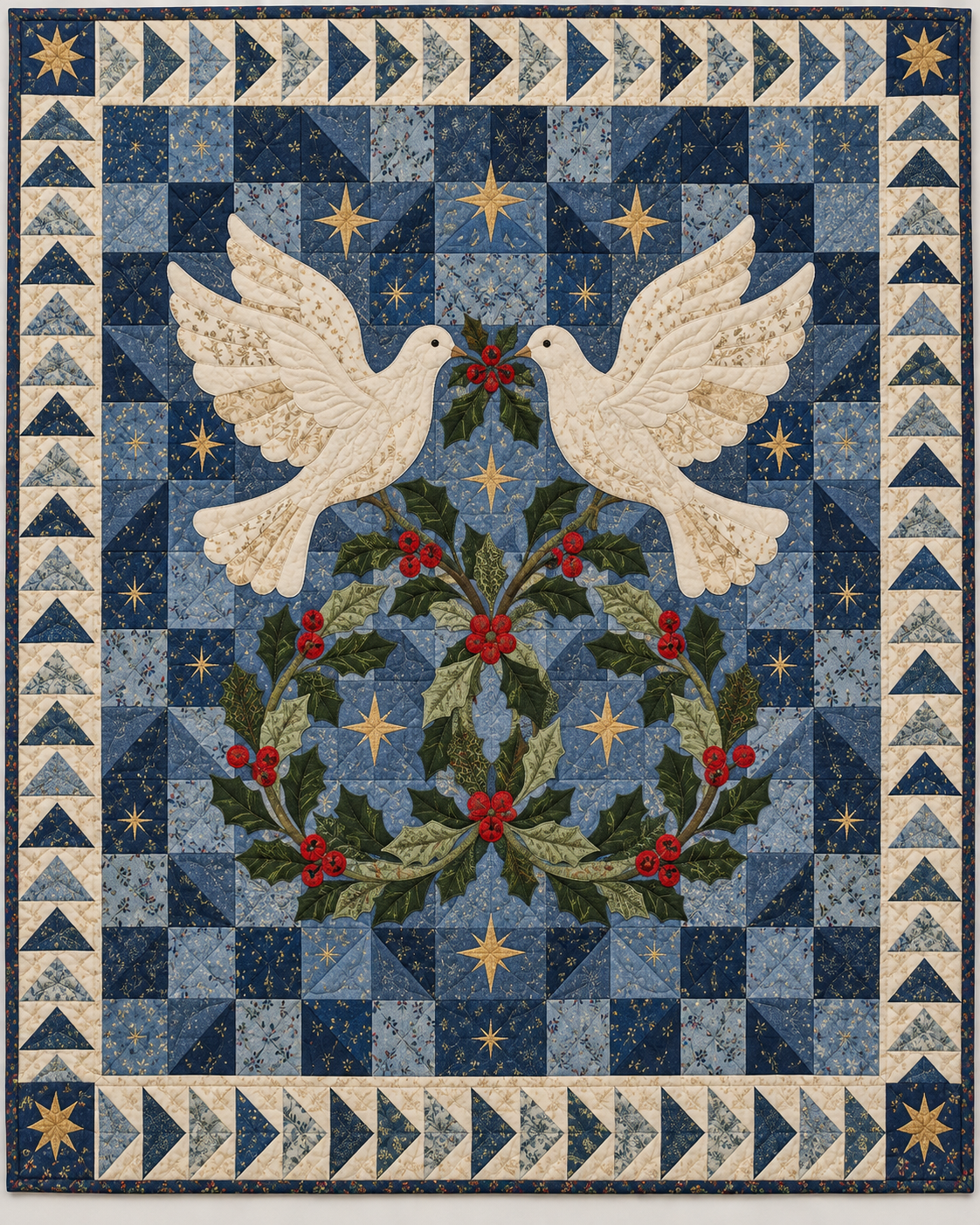 Two Turtle Doves Quilt Blanket