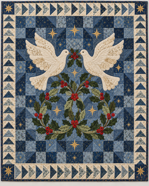 Two Turtle Doves Quilt Blanket