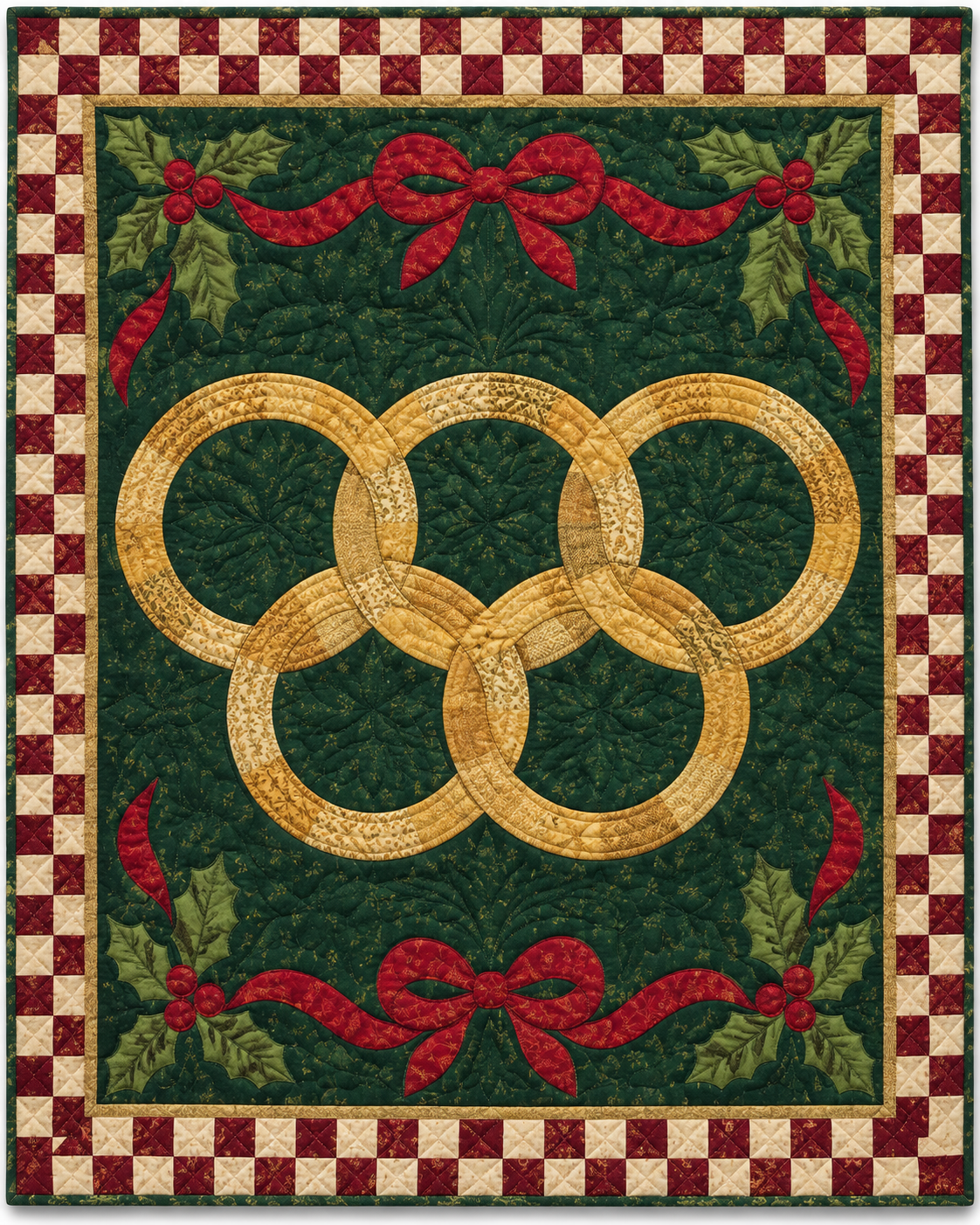 Five Golden Rings Quilt Blanket