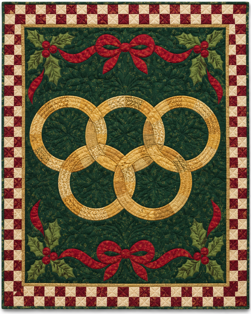 Five Golden Rings Quilt Blanket
