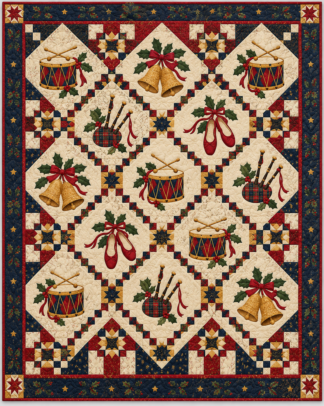 Christmas Carol Celebration Quilt Blanket