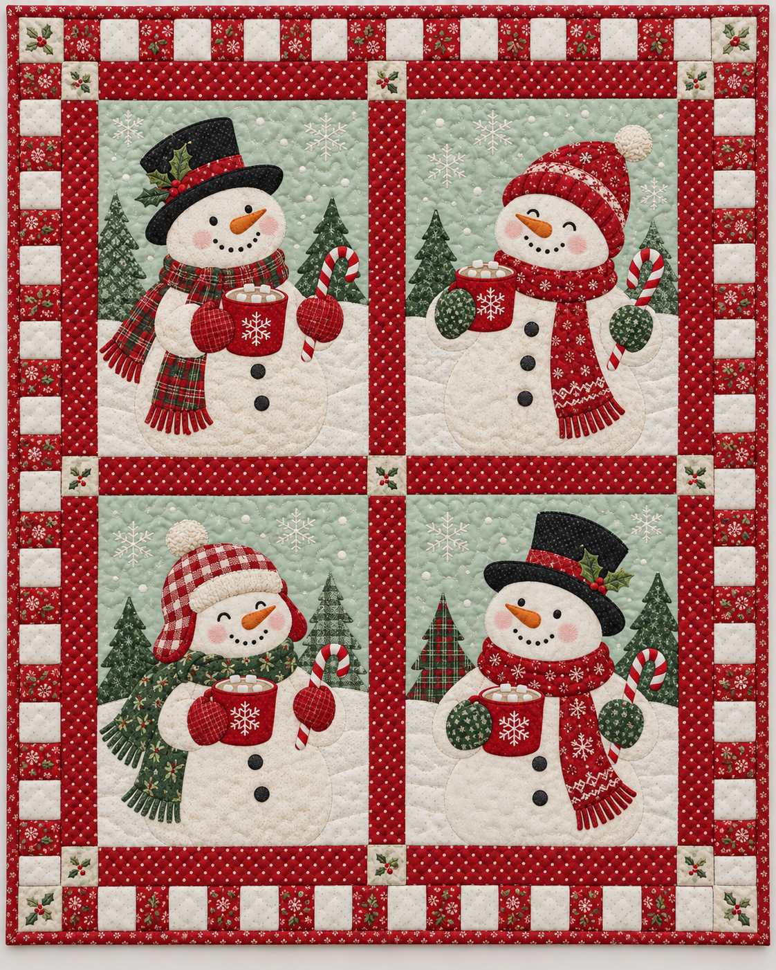 Snowman Cocoa Party Quilt Blanket