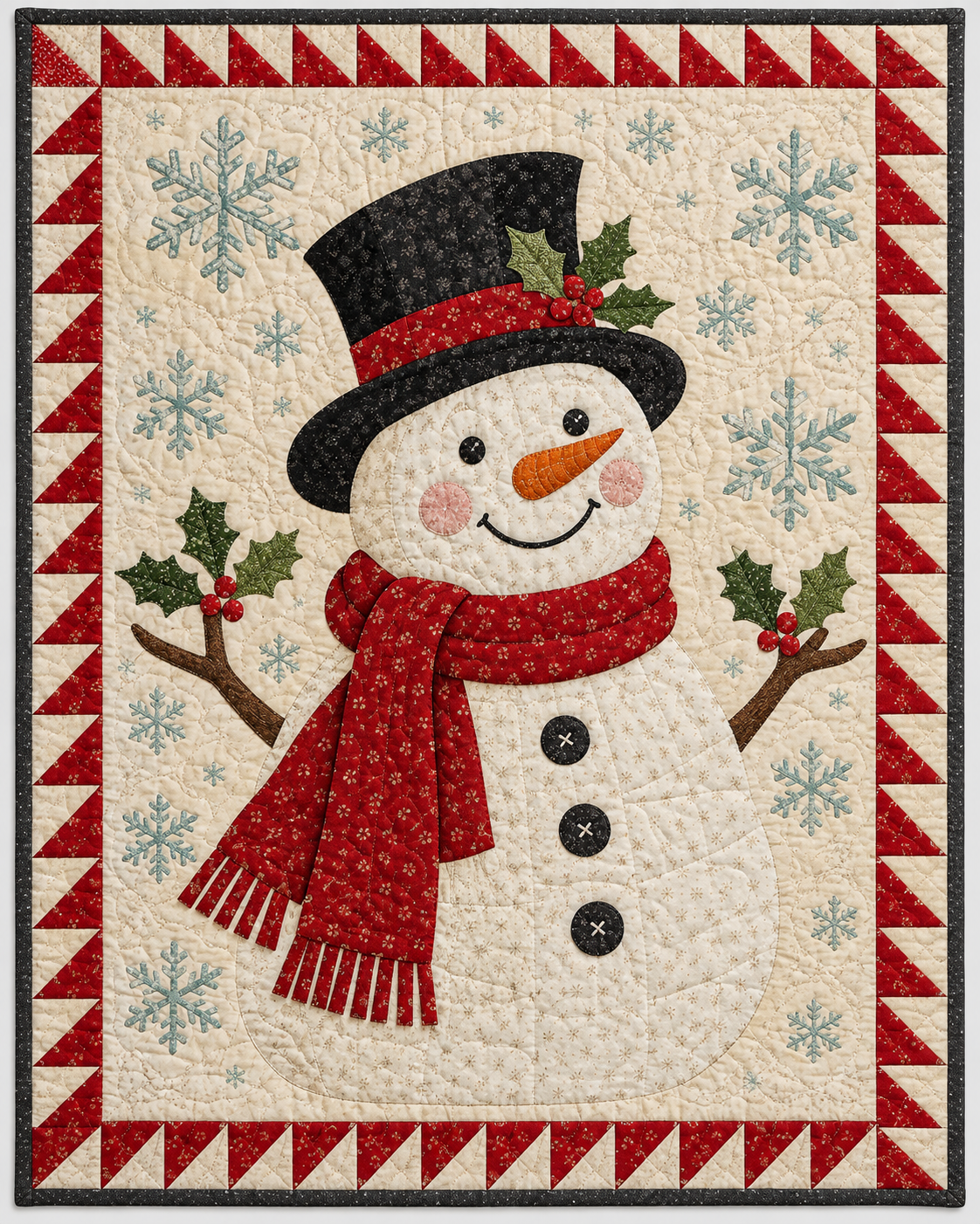 Vintage Snowman Christmas Quilt Blanket