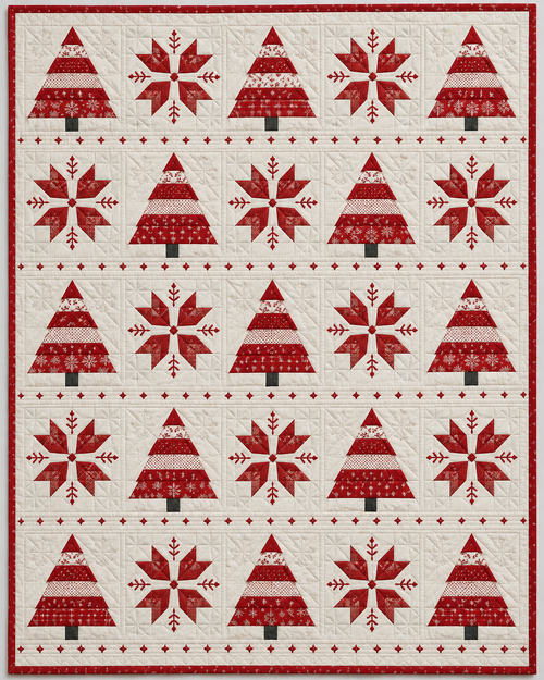 Scandinavian Christmas Forest Quilt Blanket