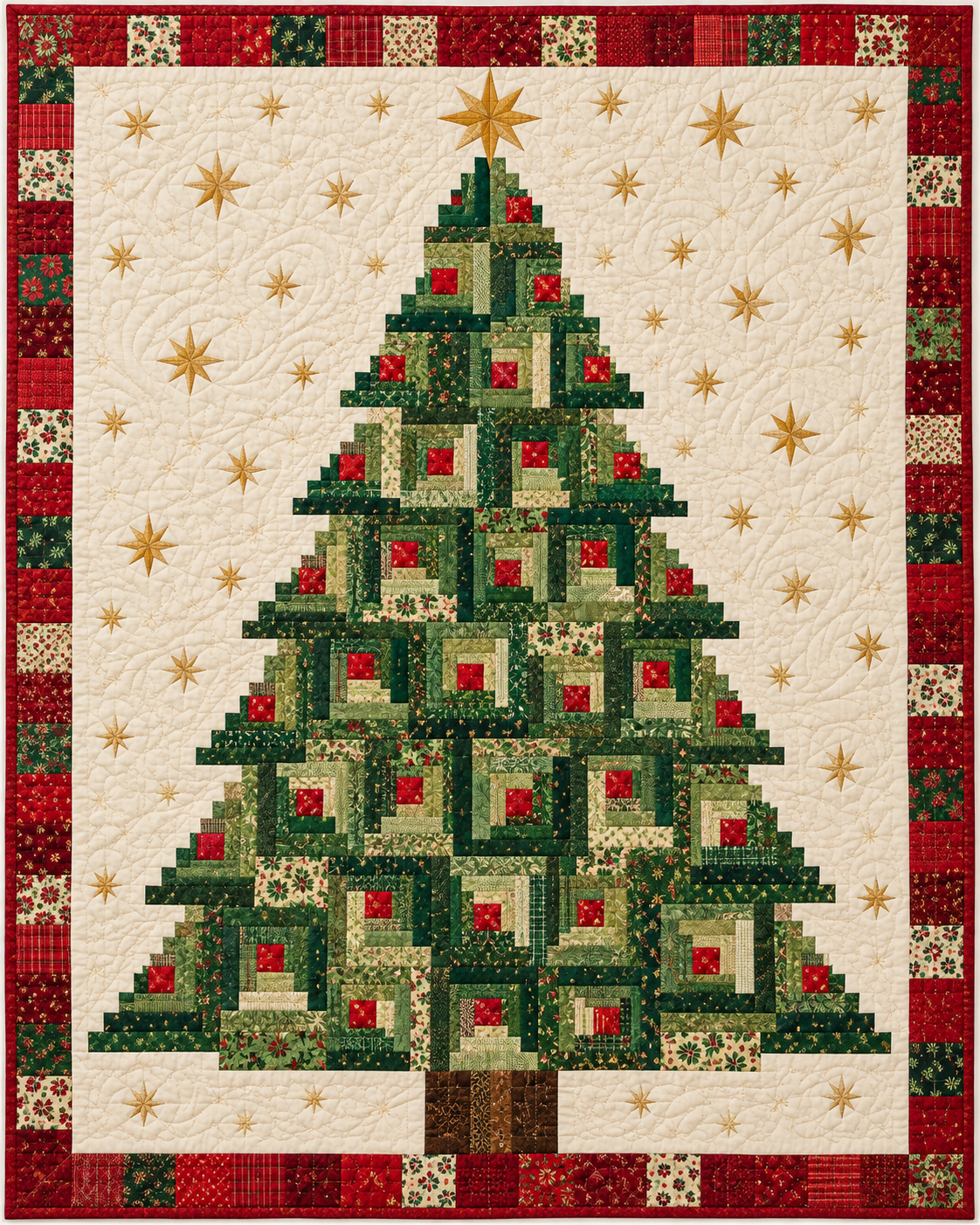 Scrappy Christmas Tree Quilt Blanket