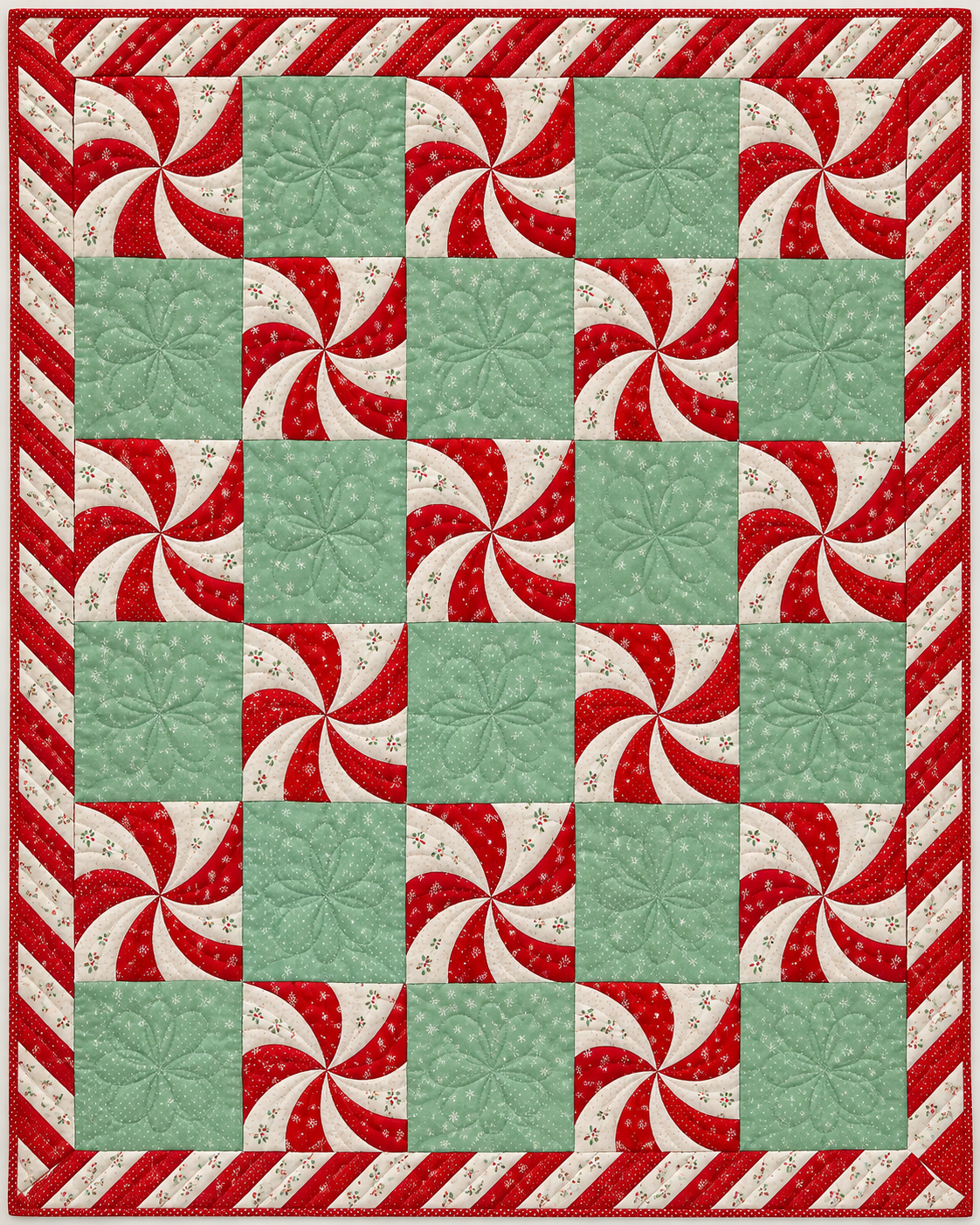Peppermint Pinwheels Quilt Blanket