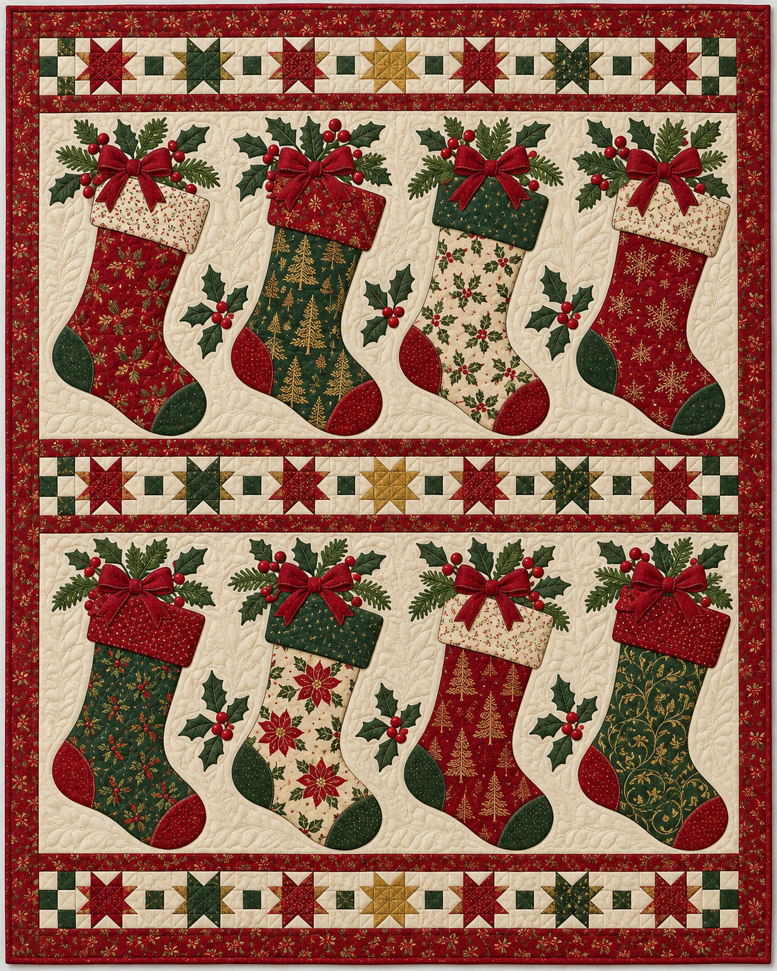 Christmas Stocking Hearth Quilt Blanket