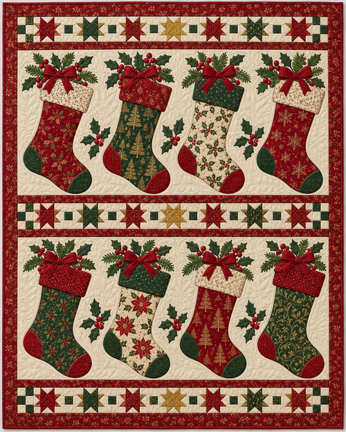 Christmas Stocking Hearth Quilt Blanket