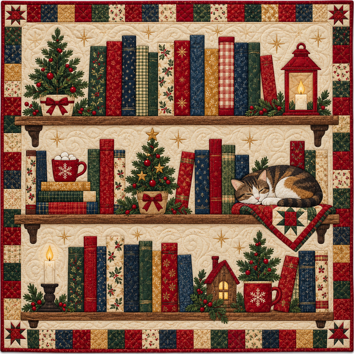 Christmas Bookshop Quilt Blanket
