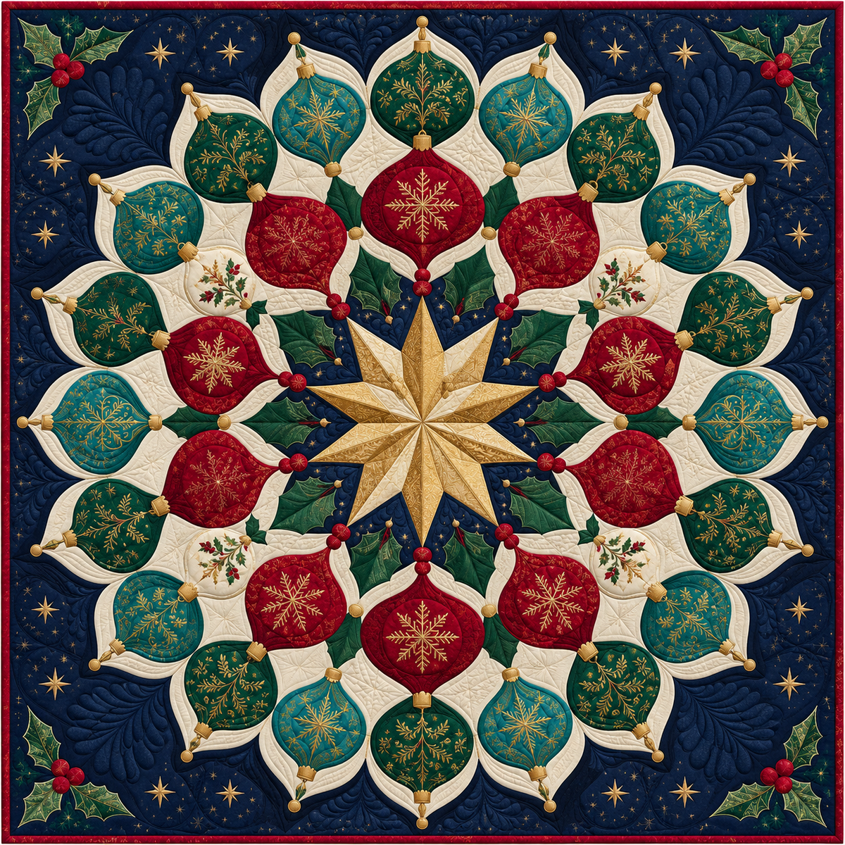Christmas Bauble Kaleidoscope Quilt Blanket