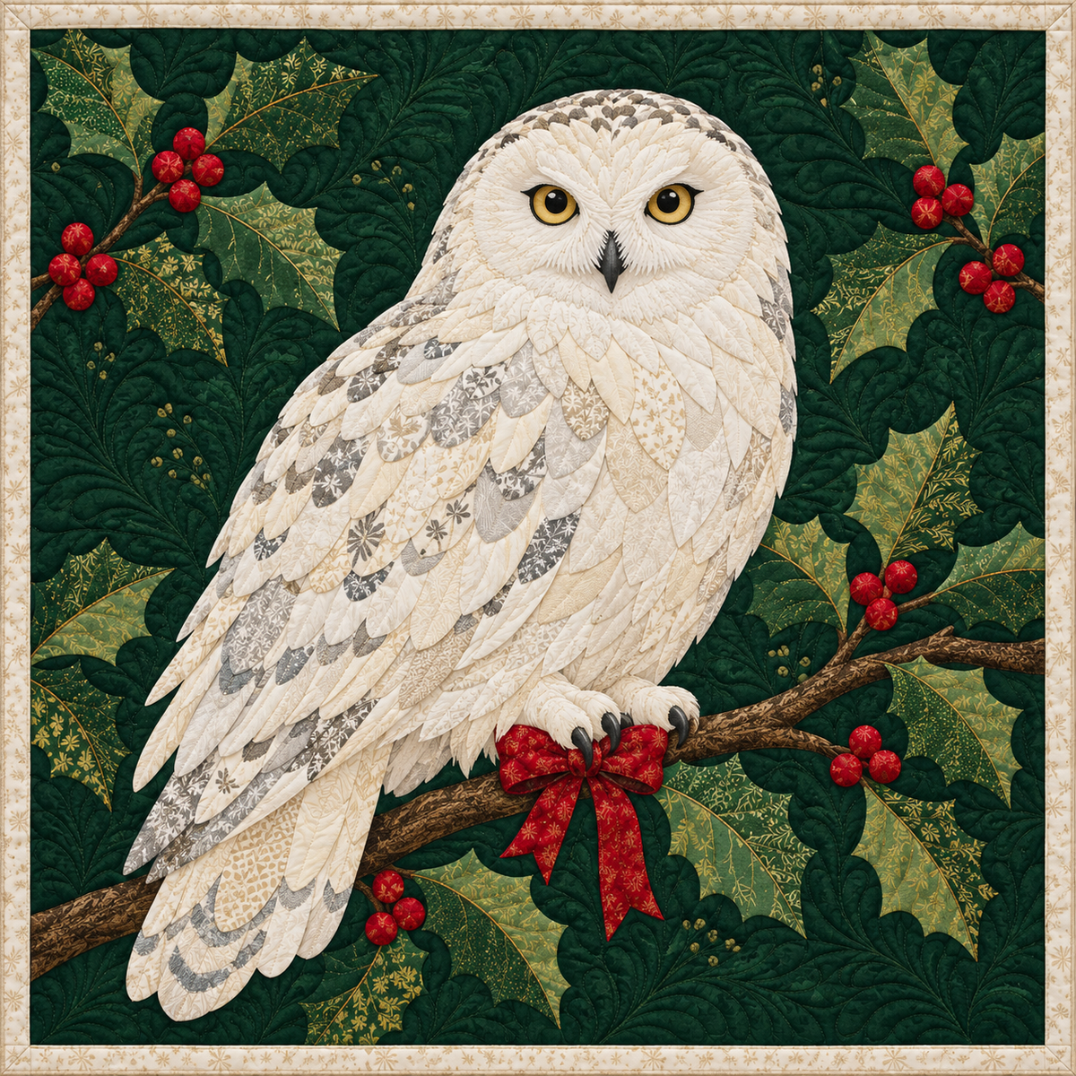 Snowy Owl Noel Quilt Blanket