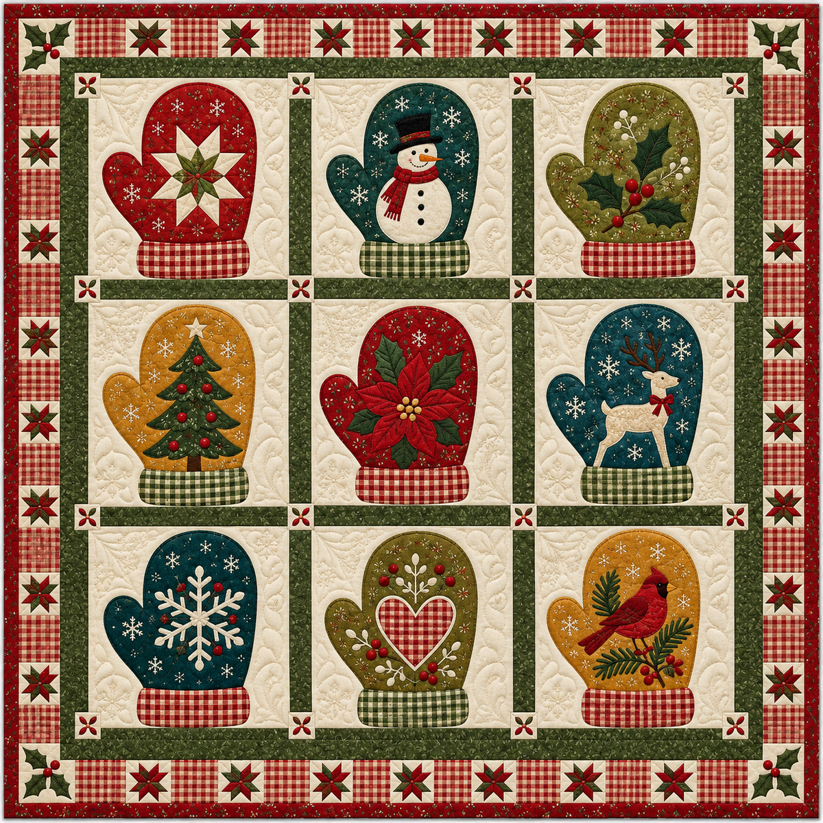 Christmas Mitten Meadow Quilt Blanket