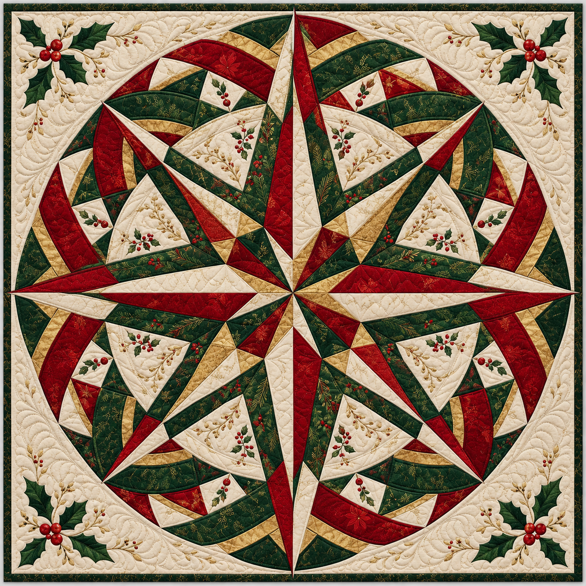 Christmas Ribbon Compass Quilt Blanket