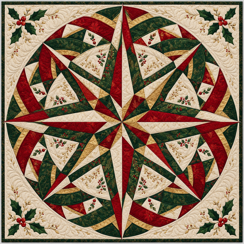 Christmas Ribbon Compass Quilt Blanket