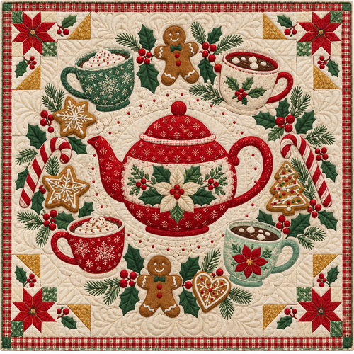 Christmas Tea and Cookies Quilt Blanket