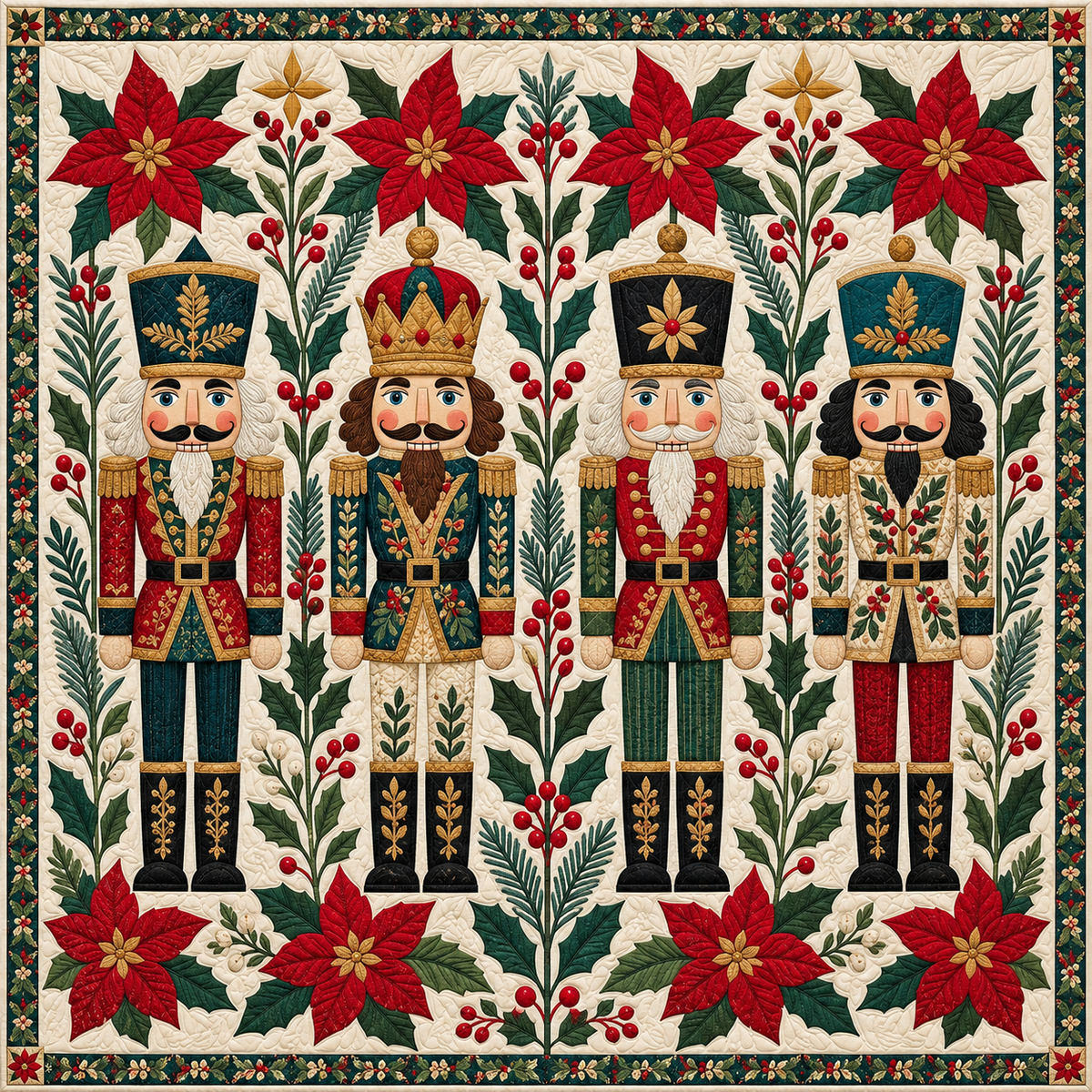 Nutcracker Garden Guardians Quilt Blanket