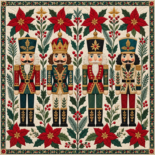 Nutcracker Garden Guardians Quilt Blanket