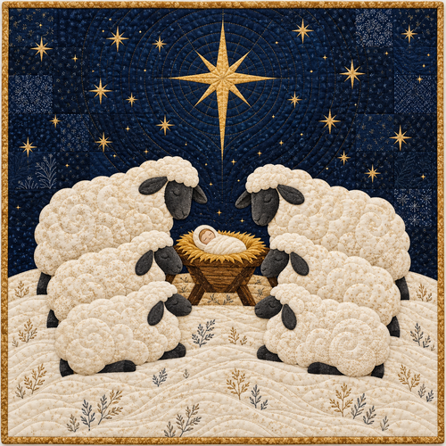 Silent Night Sheep Quilt Blanket